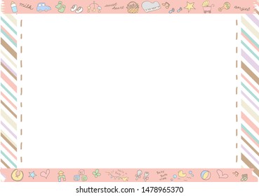 masking tape frame of baby goods illustration and striped pattern