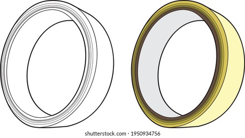 Cinta de enmascaramiento, dibujos vectoriales de cinta adhesiva, vector de dibujos animados, arte de línea y color