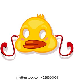 Masks animals. Duck. Vector cartoon illustration isolated on white background.