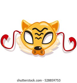 Masks animals. Tiger. Vector cartoon illustration isolated on white background.