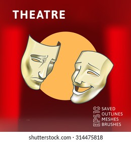 Masks of comedy and drama. Symbol of theater.