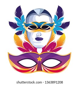 masks with feathers