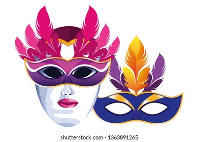 masks with feathers