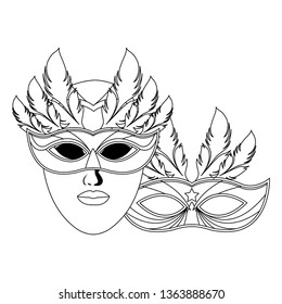 masks and feathers black and white