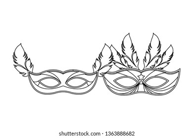 masks and feathers black and white