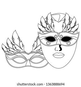 masks and feathers black and white