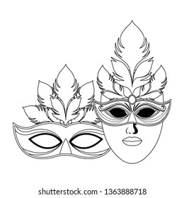 masks and feathers black and white