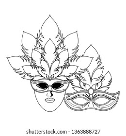 masks and feathers black and white