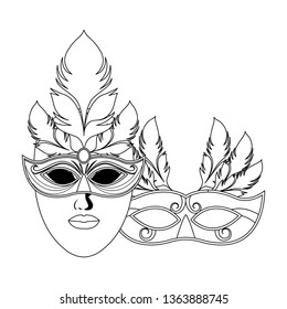 masks and feathers black and white
