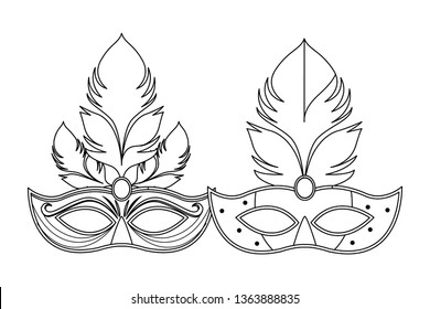 masks and feathers black and white