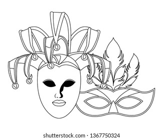 masks and feathers black and white