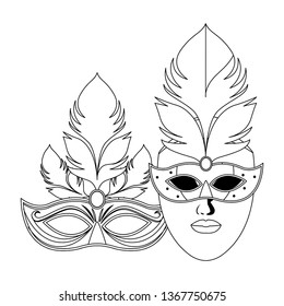 masks and feathers black and white