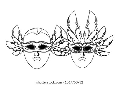 masks and feathers black and white