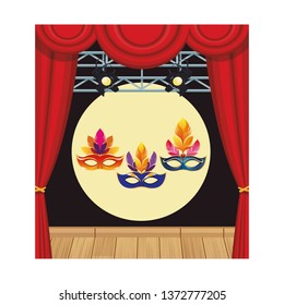 masks with feathers round icon