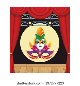 masks with feathers round icon