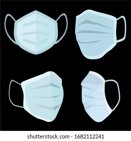 
masks with flat designs. respiratory protective mask. mask for protection against viruses, dust and pollution. Vector illustration.