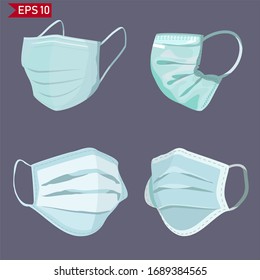 
masks with flat designs. respiratory protective mask. mask for protection against viruses, dust and pollution.