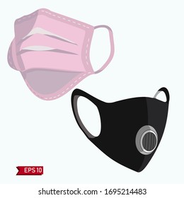 masks with flat designs. respiratory protective mask. mask for protection against viruses, dust and pollution.