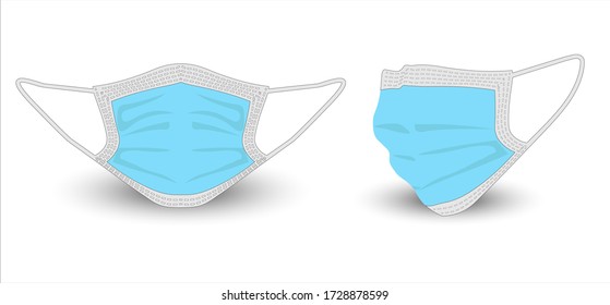 Masks in front and side view vector illustration