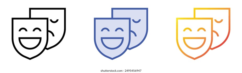 icono máscaras. Diseño de estilo de relleno lineal, azul y degradado aislado sobre fondo blanco