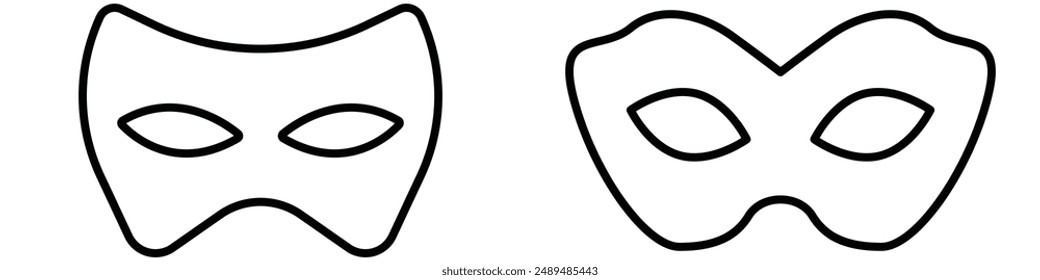 Masks linear icon. Carnival dressing. Costume for masquerade. Fantasy orante face mask. Thin line customizable illustration. Contour symbol. Vector isolated outline drawing.