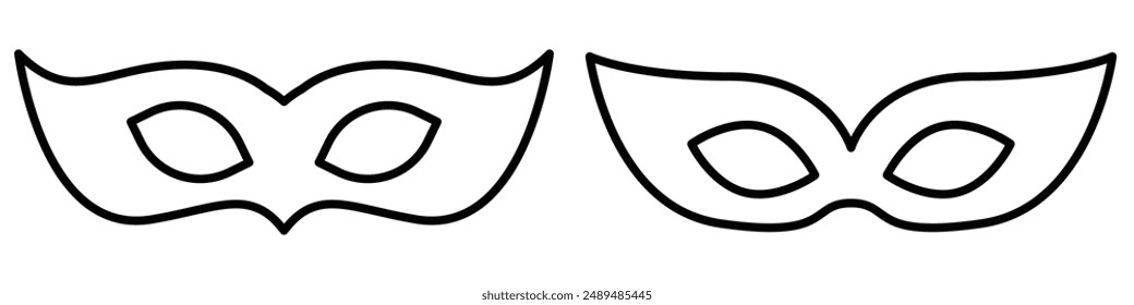 Masks linear icon. Carnival dressing. Costume for masquerade. Fantasy orante face mask. Thin line customizable illustration. Contour symbol. Vector isolated outline drawing.