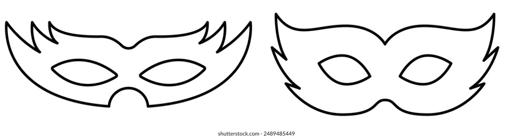 Masks linear icon. Carnival dressing. Costume for masquerade. Fantasy orante face mask. Thin line customizable illustration. Contour symbol. Vector isolated outline drawing.