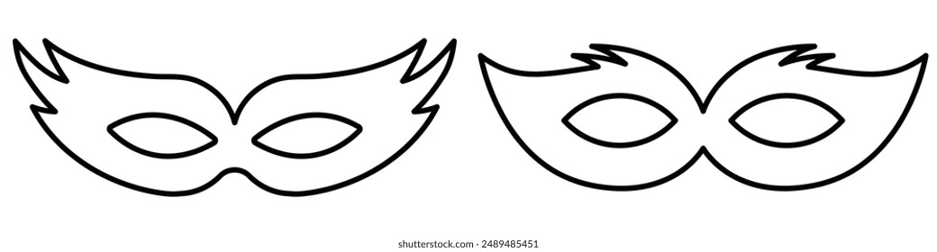 Masks linear icon. Carnival dressing. Costume for masquerade. Fantasy orante face mask. Thin line customizable illustration. Contour symbol. Vector isolated outline drawing.