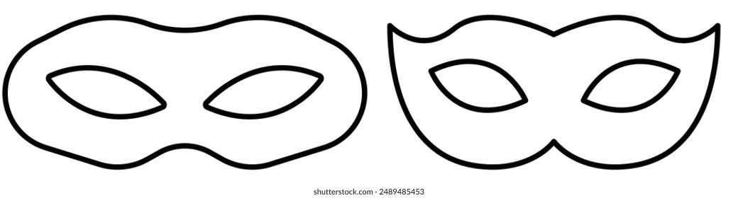 Masks linear icon. Carnival dressing. Costume for masquerade. Fantasy orante face mask. Thin line customizable illustration. Contour symbol. Vector isolated outline drawing.