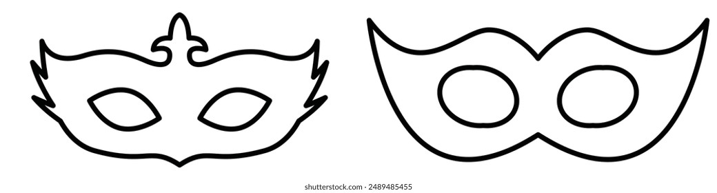 Masks linear icon. Carnival dressing. Costume for masquerade. Fantasy orante face mask. Thin line customizable illustration. Contour symbol. Vector isolated outline drawing.