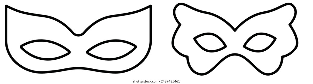 Masks linear icon. Carnival dressing. Costume for masquerade. Fantasy orante face mask. Thin line customizable illustration. Contour symbol. Vector isolated outline drawing.