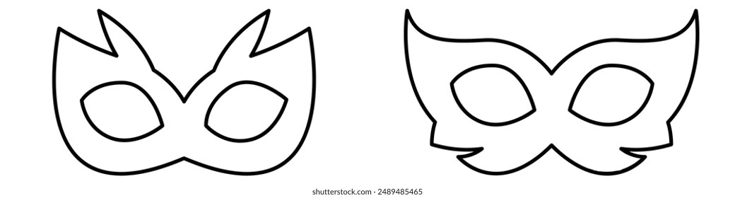 Masks linear icon. Carnival dressing. Costume for masquerade. Fantasy orante face mask. Thin line customizable illustration. Contour symbol. Vector isolated outline drawing.