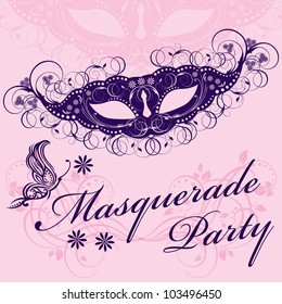 Masks For A Masquerade. Vector Butterfly Party Mask.