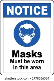 Masks Must Be Worn In This Area Sign