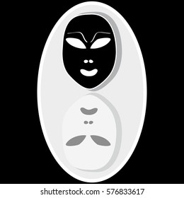Masks on black background. Vector illustration.