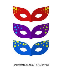 Masks party flat icon, vector sign, colorful pictogram isolated on white. Masquerade symbol, logo illustration. Flat style design