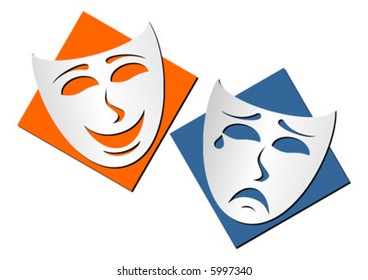 Masks representing theatre comedy and drama over white background