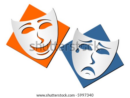 Masks representing theatre comedy and drama over white background