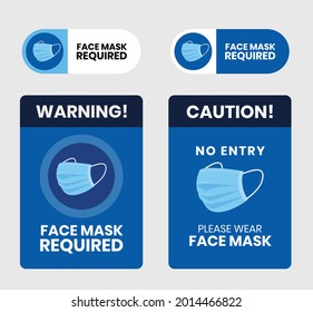 Masks required to sign, corona flyer and poster, corona caution collection poster, face mask symbol, horizontal door signage for restaurants and retail business