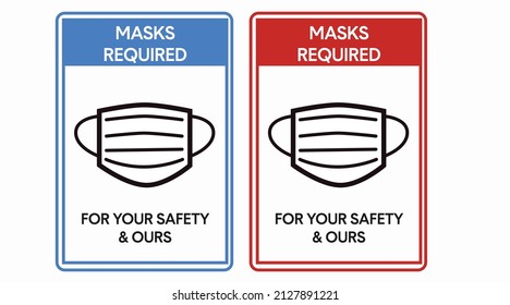 Masks Required Sign Set. Vector editable flat illustration set