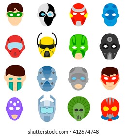 masks of superheroes and villains. fictional fictional superheroes and villains collection of masks