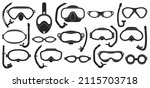 Masks for swimming vector black set icon. Isolated black set icon underwater glasses . Vector illustration masks for swimming on white background.