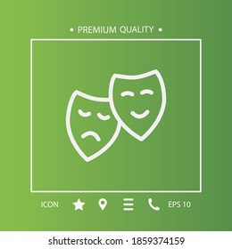 masks theater line icon, outline vector illustration.