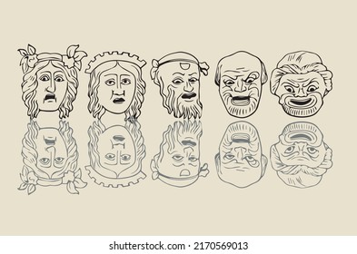Masks used in Comedy — Morey