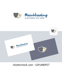 Masks vector logotype with business card template. Elegant corporate identity. - Vector
