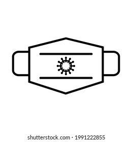 Masks with viruses,covid 19 prevention items. Line, outline symbols. Vector illustration