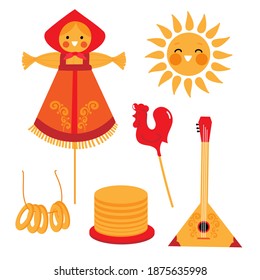 maslenitsa set on the white background