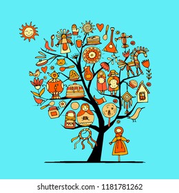 Maslenitsa or Shrovetide. Art tree for your design