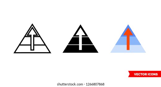 Maslow pyramid icon of 3 types: color, black and white, outline. Isolated vector sign symbol.