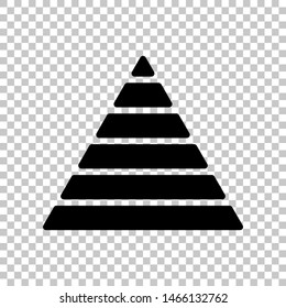 Maslow pyramid sign. Black icon on transparent background. Illustration.